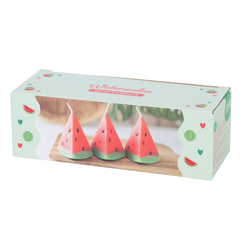 Set of 3 Watermelon Shaped Candles | Summer Fruit Home Décor3