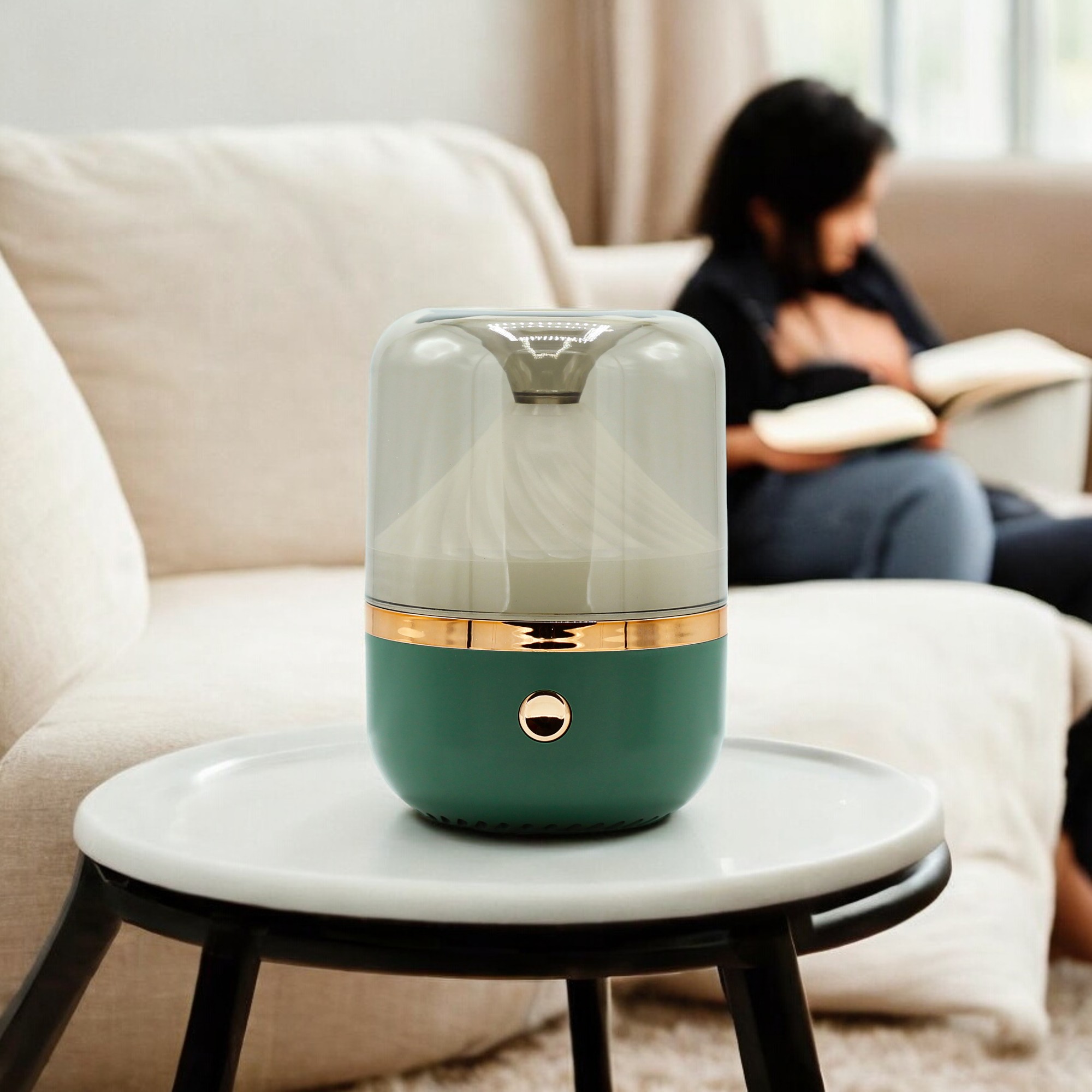 Urban Aroma Diffuser in Green & Bronze | USB Aromatherapy & Colour-Changing Night Light1