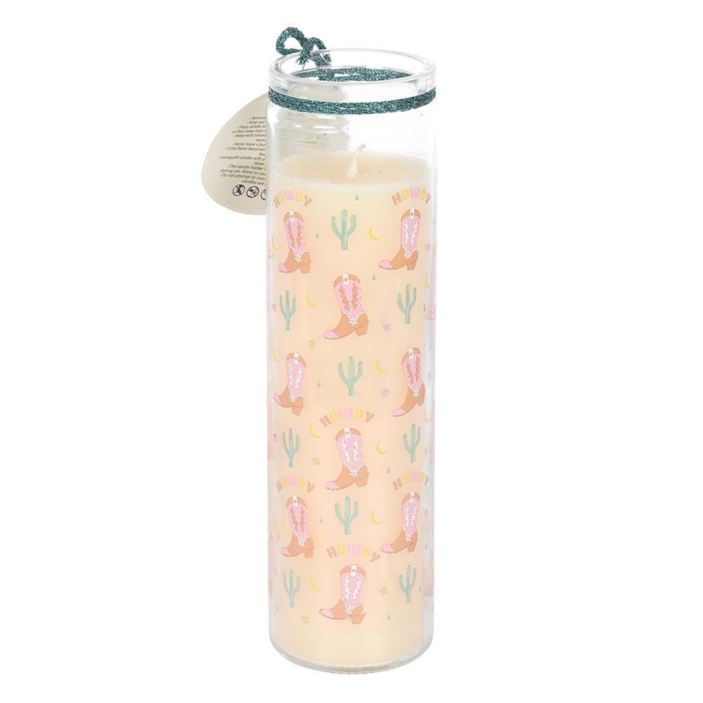 Howdy Cowboy Boot Floral Scented Glass Candle3