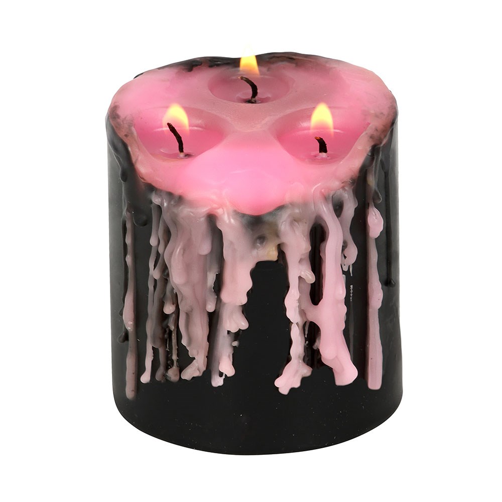 Draculina Vampire Tears Candle | 3-Wick Gothic Pillar Candle That Bleeds Pink2