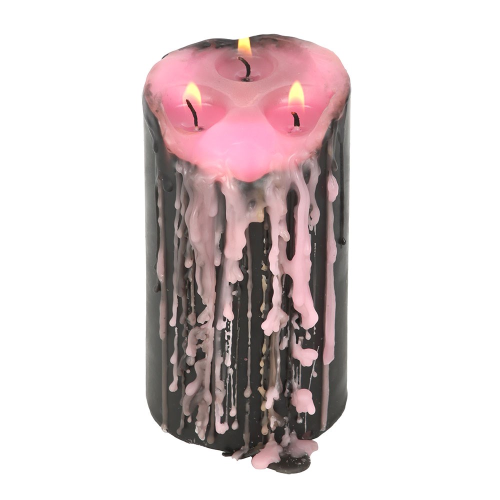 Large Draculina Vampire Tears Candle | 3-Wick Gothic Pillar Candle That Bleeds Pink2