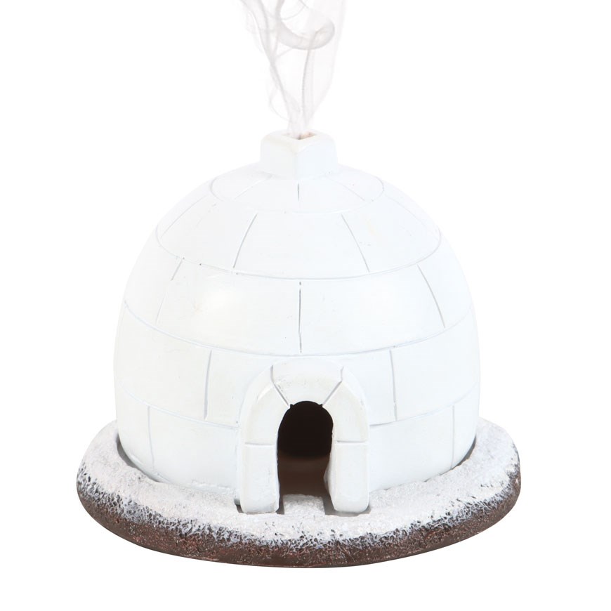 Winter Igloo Incense Cone Burner with Smoking Chimney1