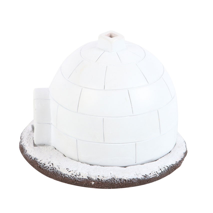 Winter Igloo Incense Cone Burner with Smoking Chimney3