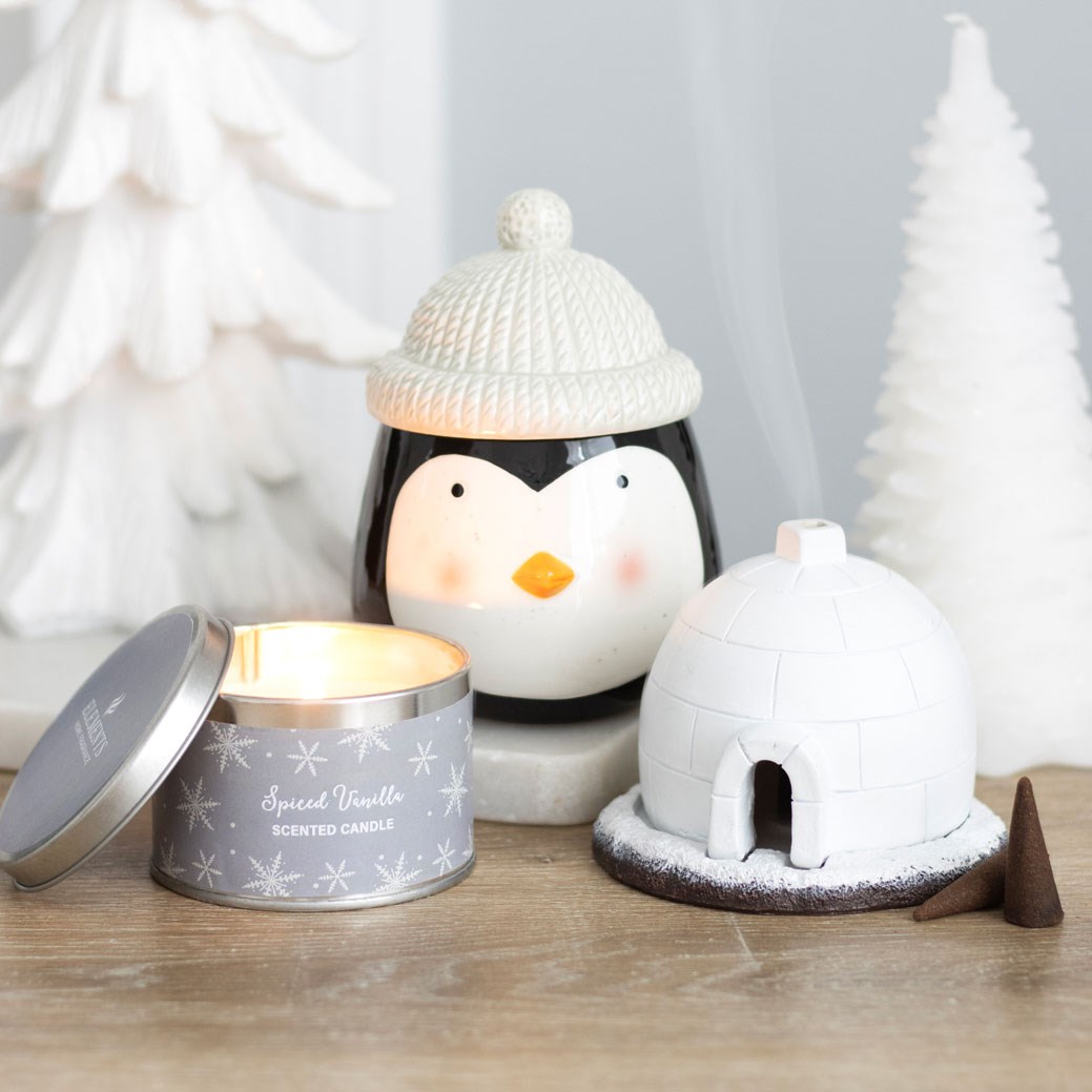 Winter Igloo Incense Cone Burner with Smoking Chimney5