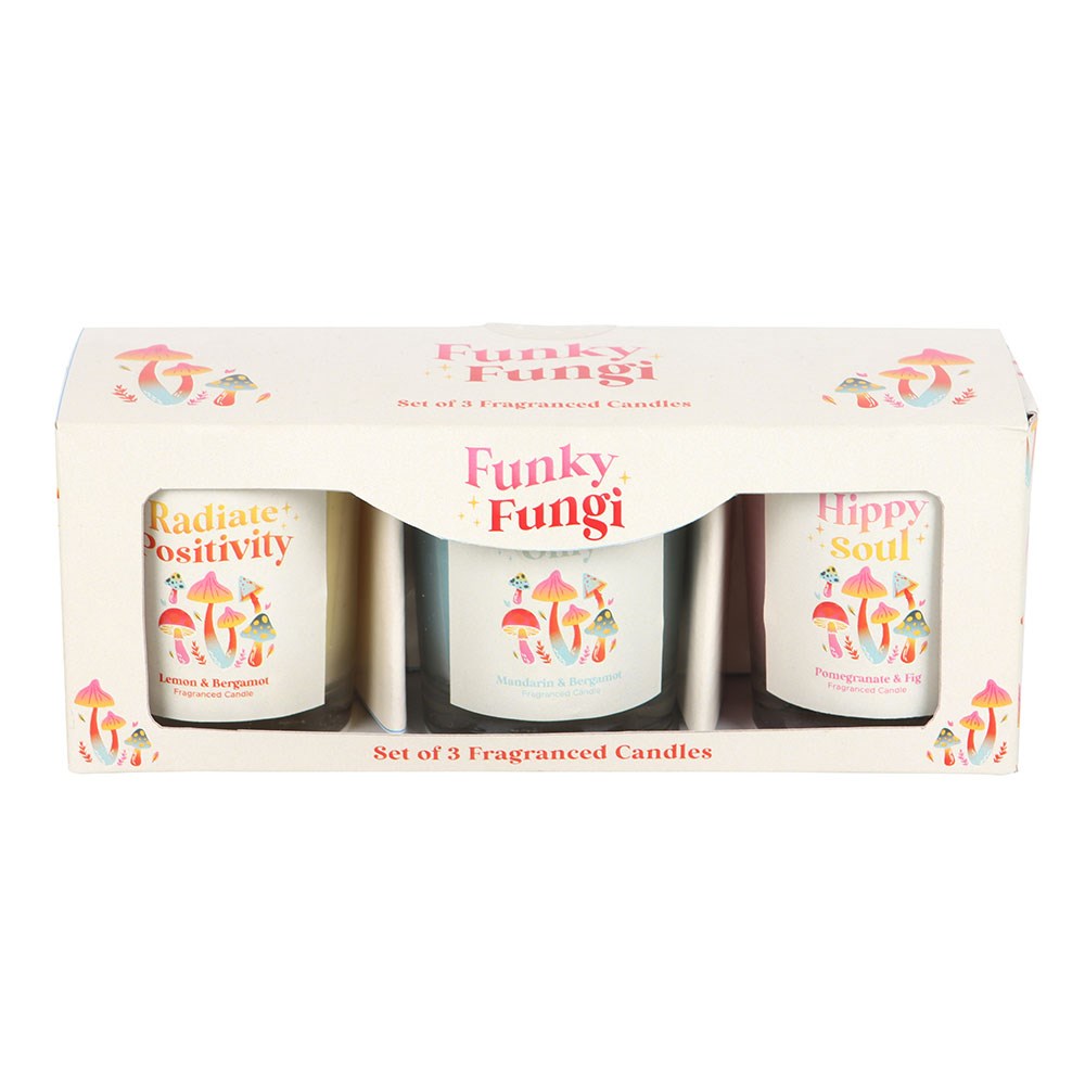 Set of 3 Funky Fungi Mushroom Votive Candles2
