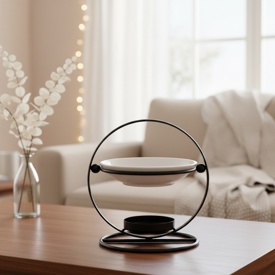 Ceramic & Metal Round Stand Oil Burner2