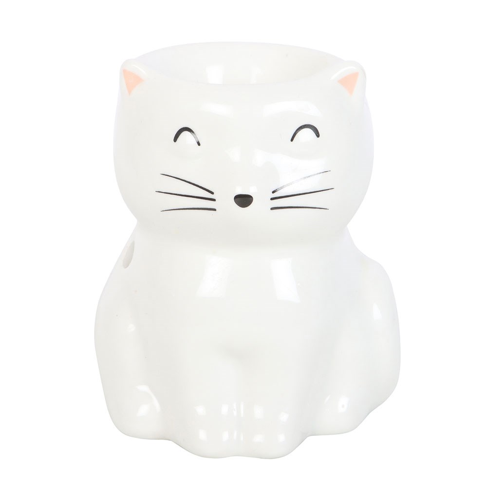 White Happy Cat Ceramic Oil Burner & Wax Warmer1
