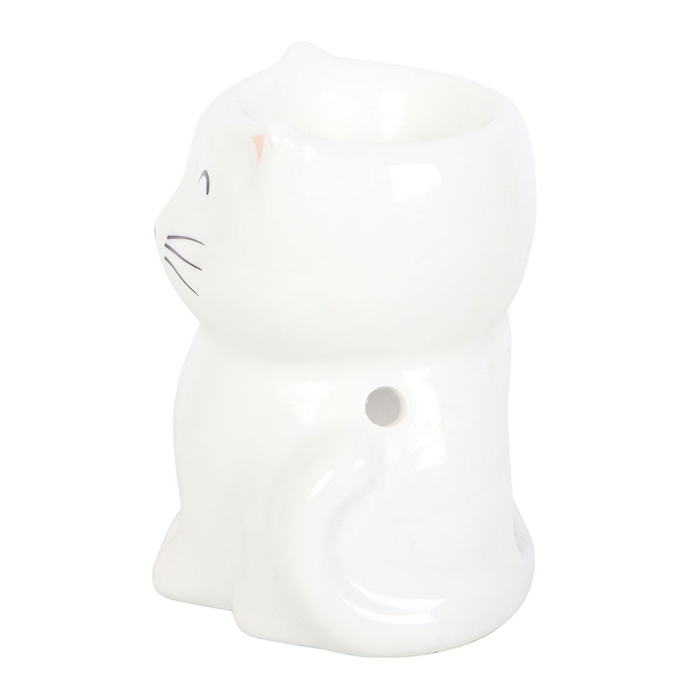 White Happy Cat Ceramic Oil Burner & Wax Warmer2