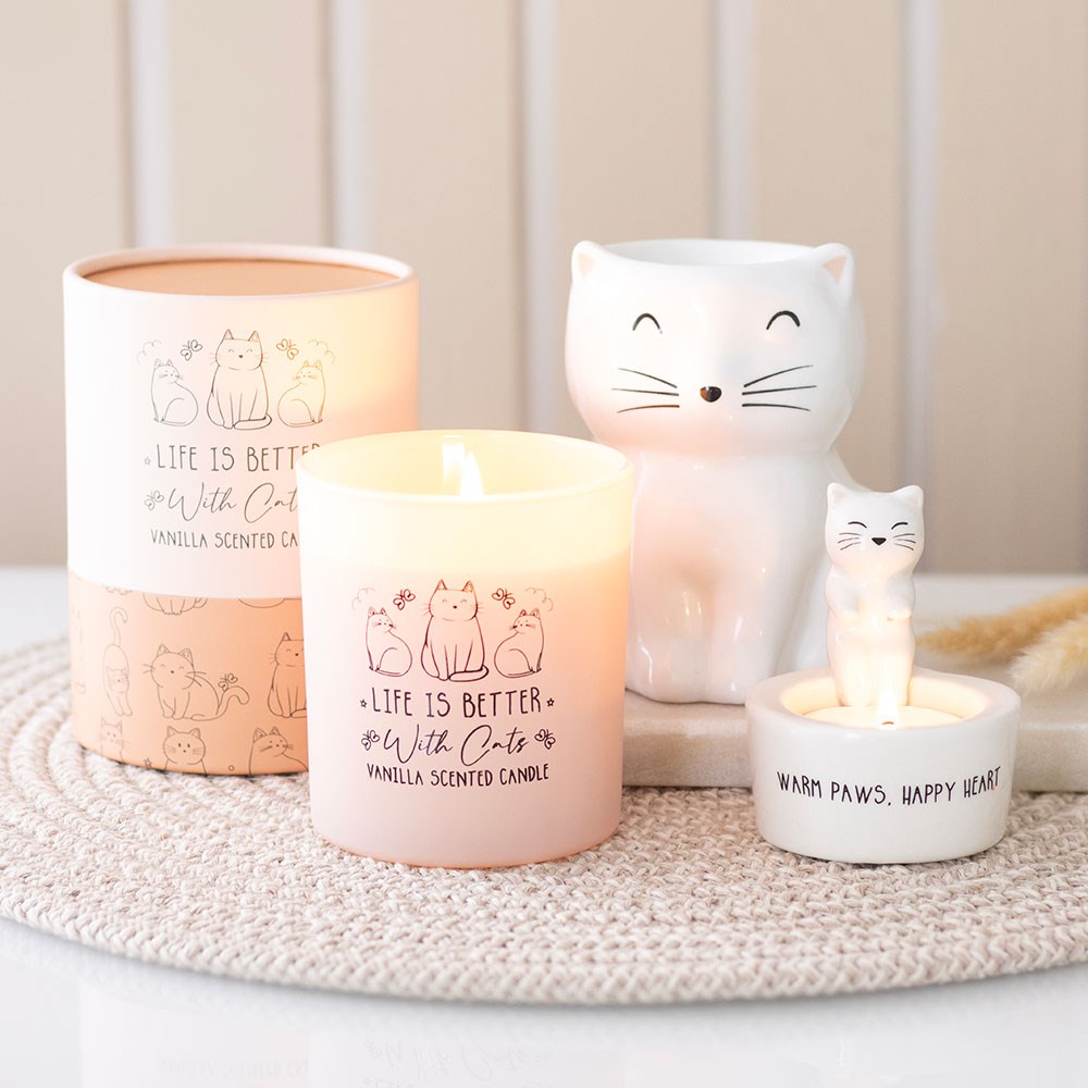 White Happy Cat Ceramic Oil Burner & Wax Warmer4