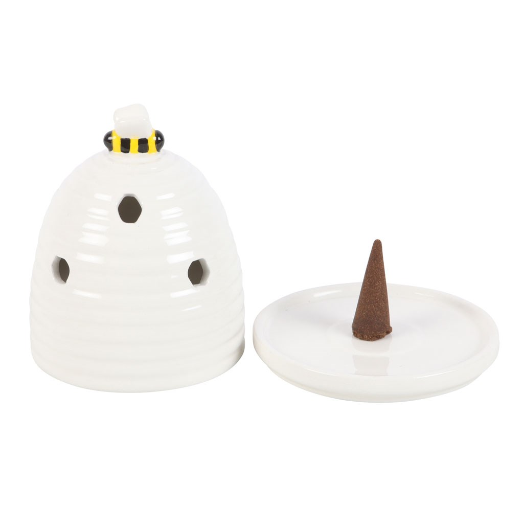 White Beehive Incense Cone Holder2