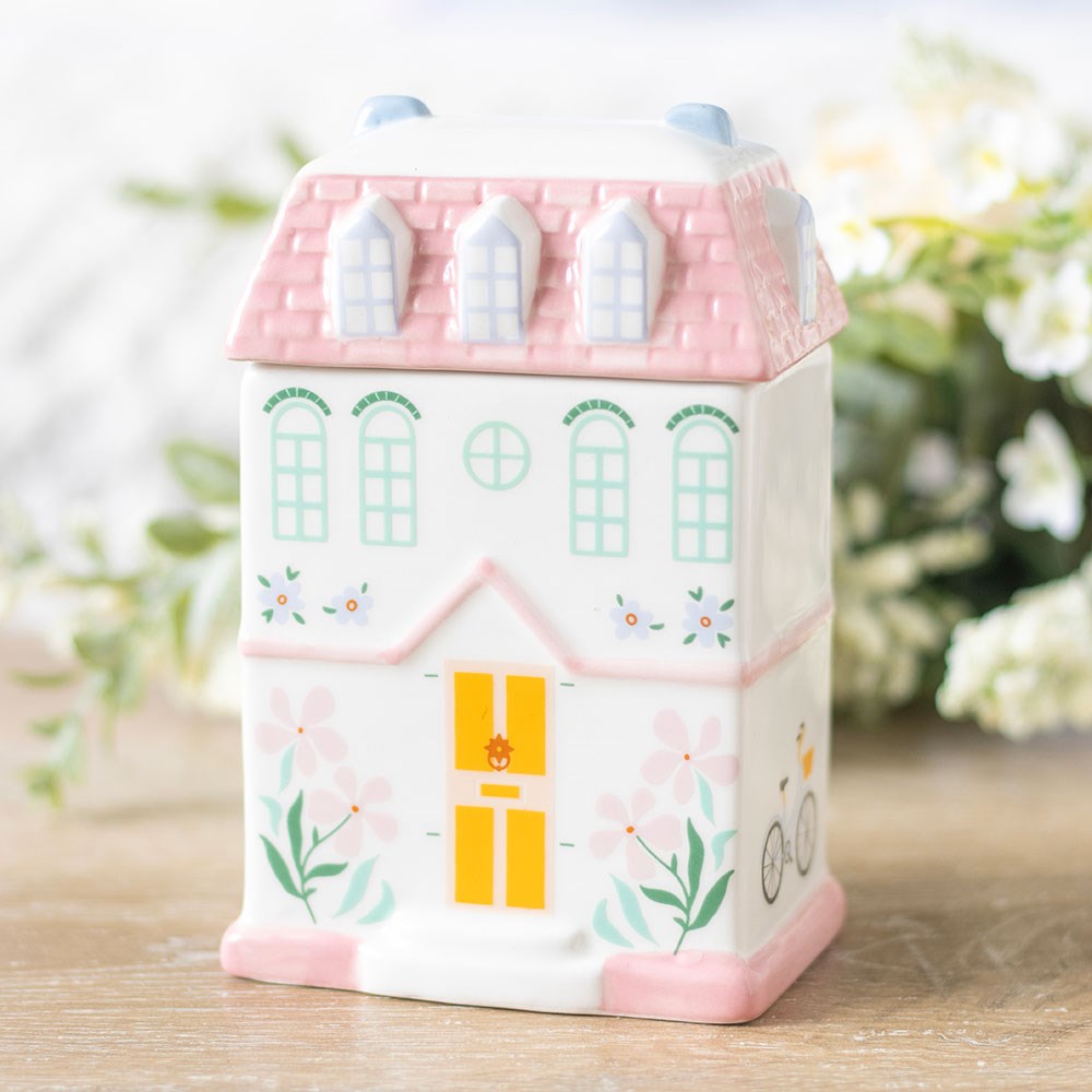 Pastel House Ceramic Oil Burner and Wax Warmer