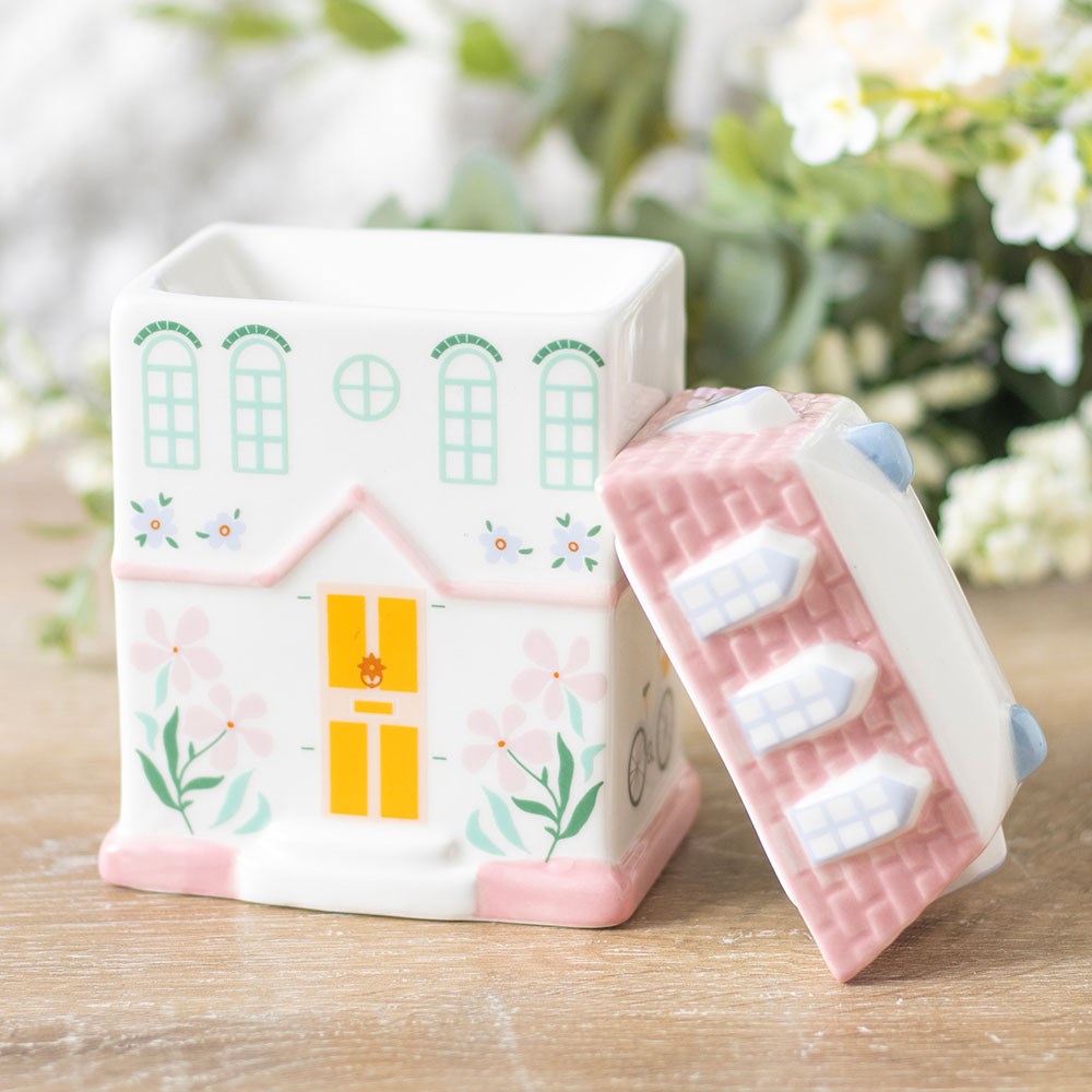 Pastel House Ceramic Oil Burner and Wax Warmer1