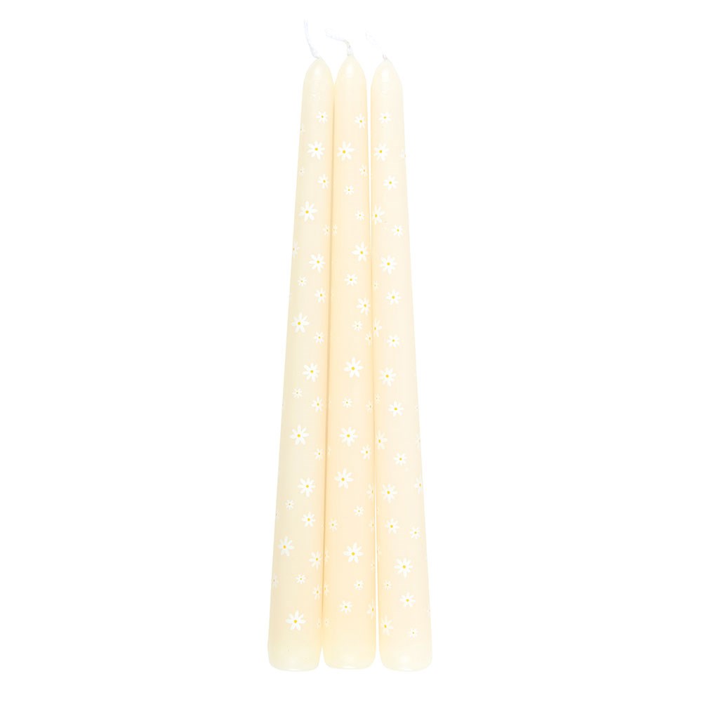 Set of 3 Carrot Patch Daisy Taper Candles3