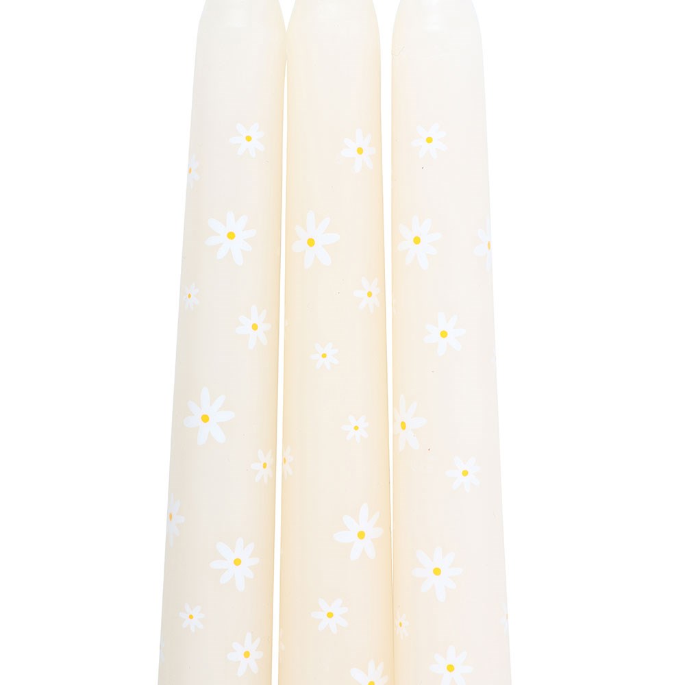 Set of 3 Carrot Patch Daisy Taper Candles4