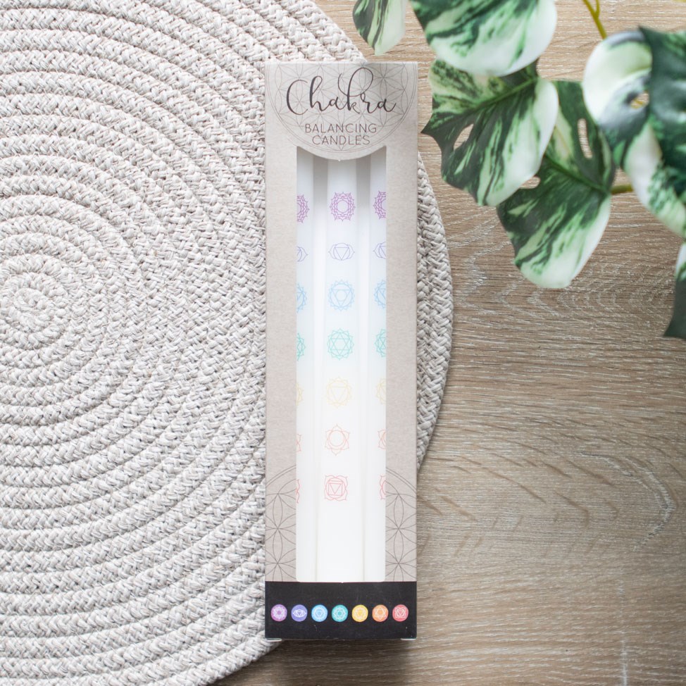 Set of 3 Chakra Balancing Taper Dinner Candles6