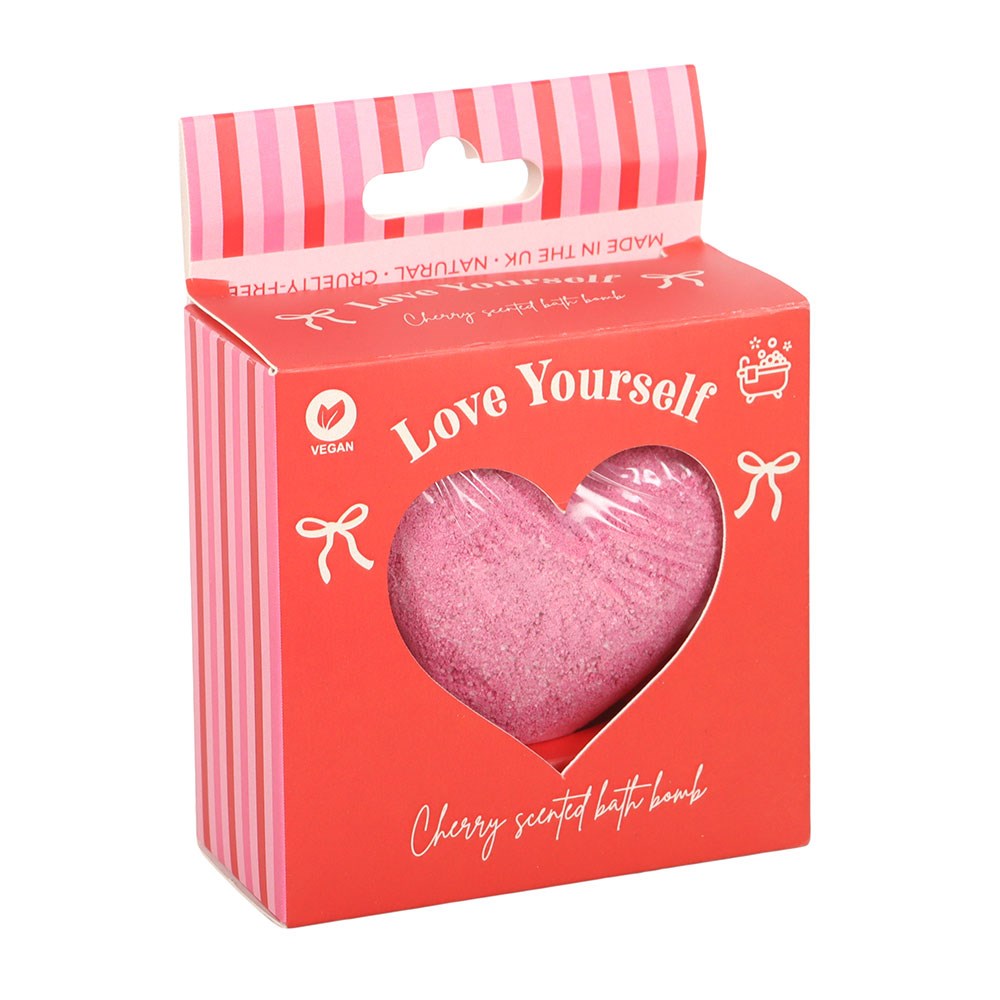 Love Yourself Heart-Shaped Cherry Bath Bomb1