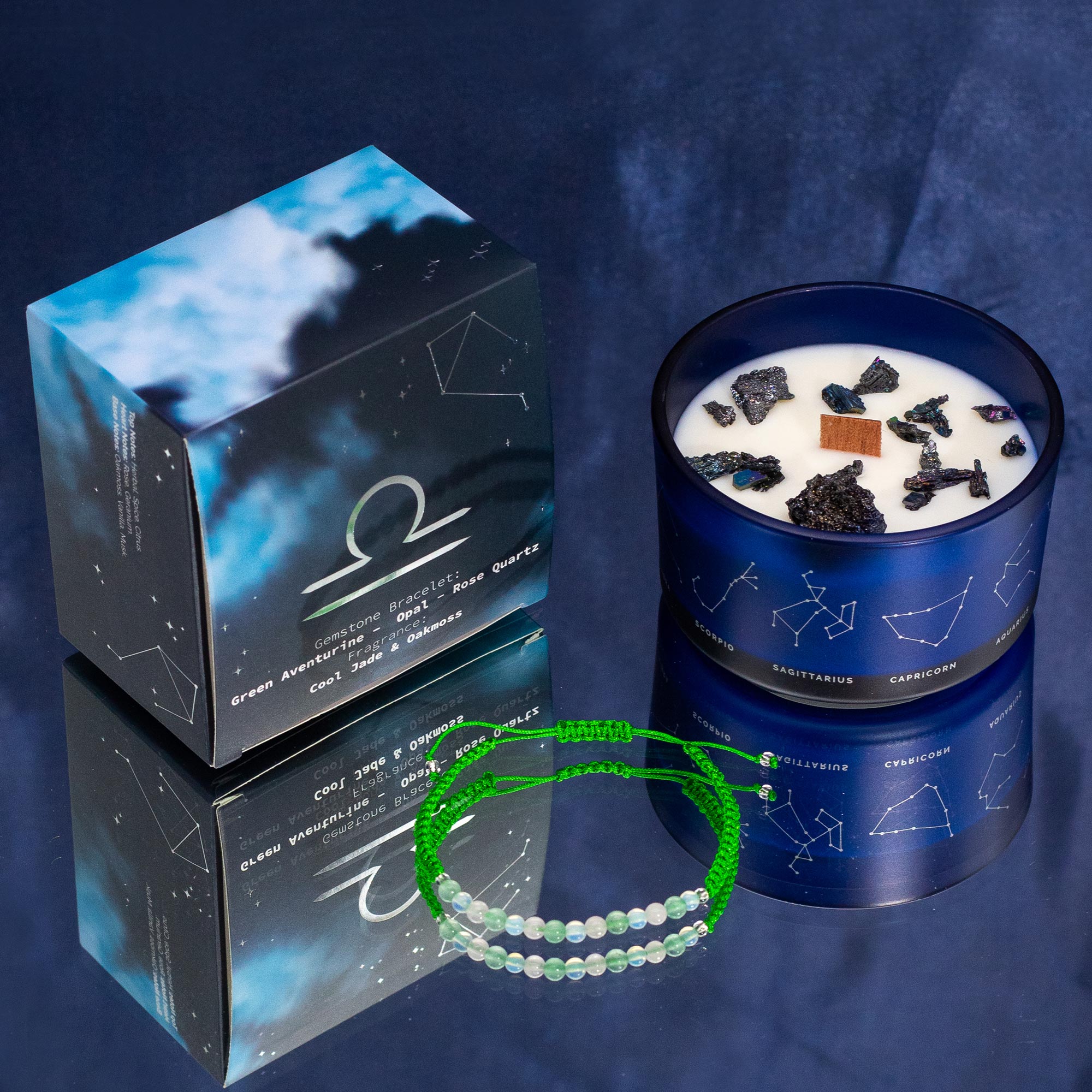 Zodiac Crystal Candle with Gemstone Bracelet - Libra1