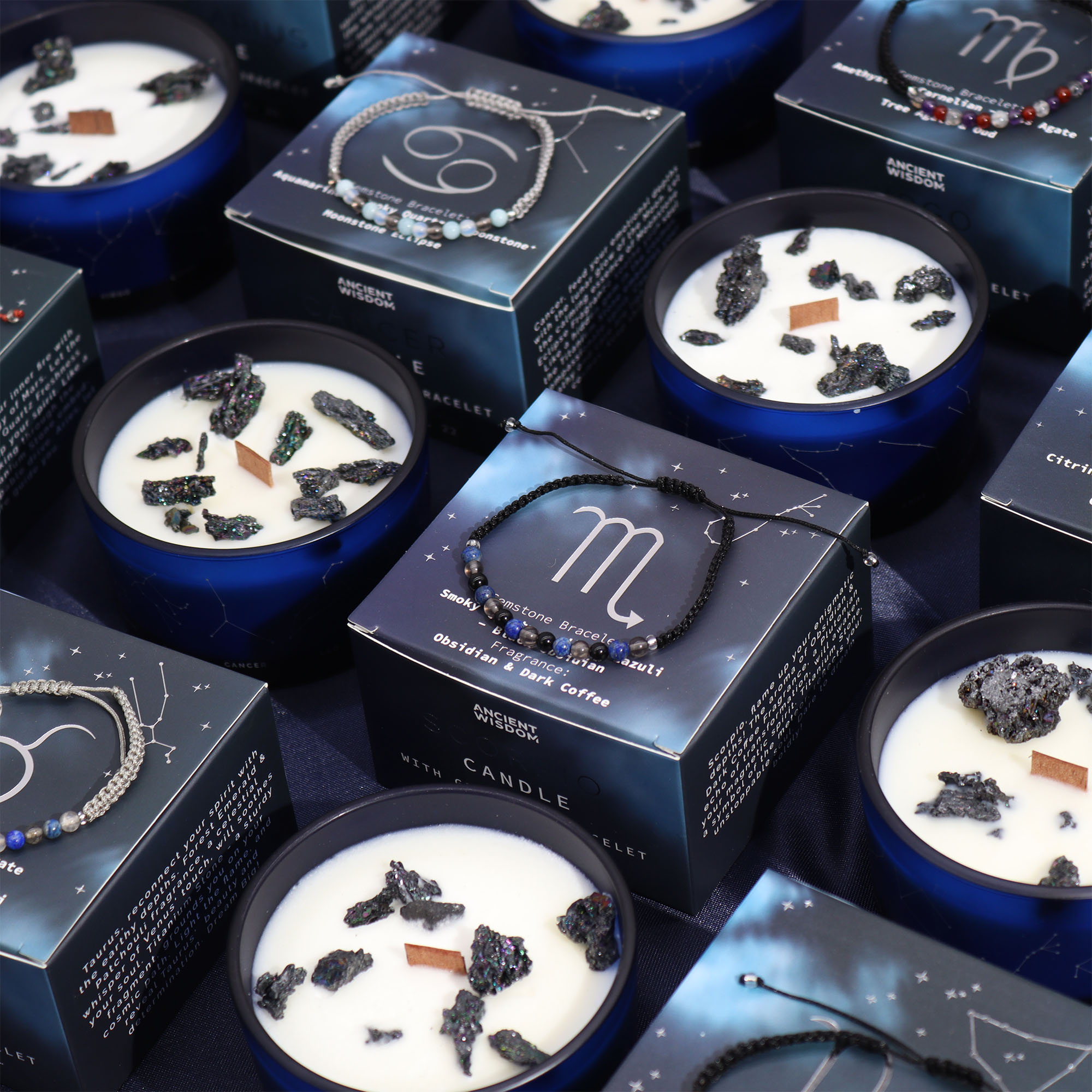 Zodiac Crystal Candle with Gemstone Bracelet - Gemini5