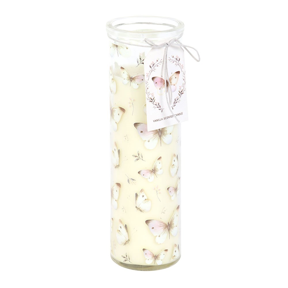 White Butterfly Print Vanilla Tube Candle1