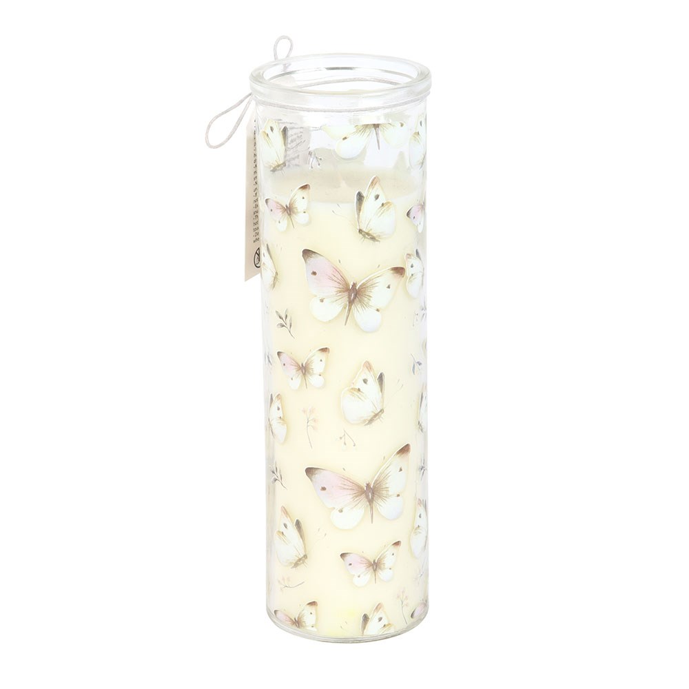 White Butterfly Print Vanilla Tube Candle3