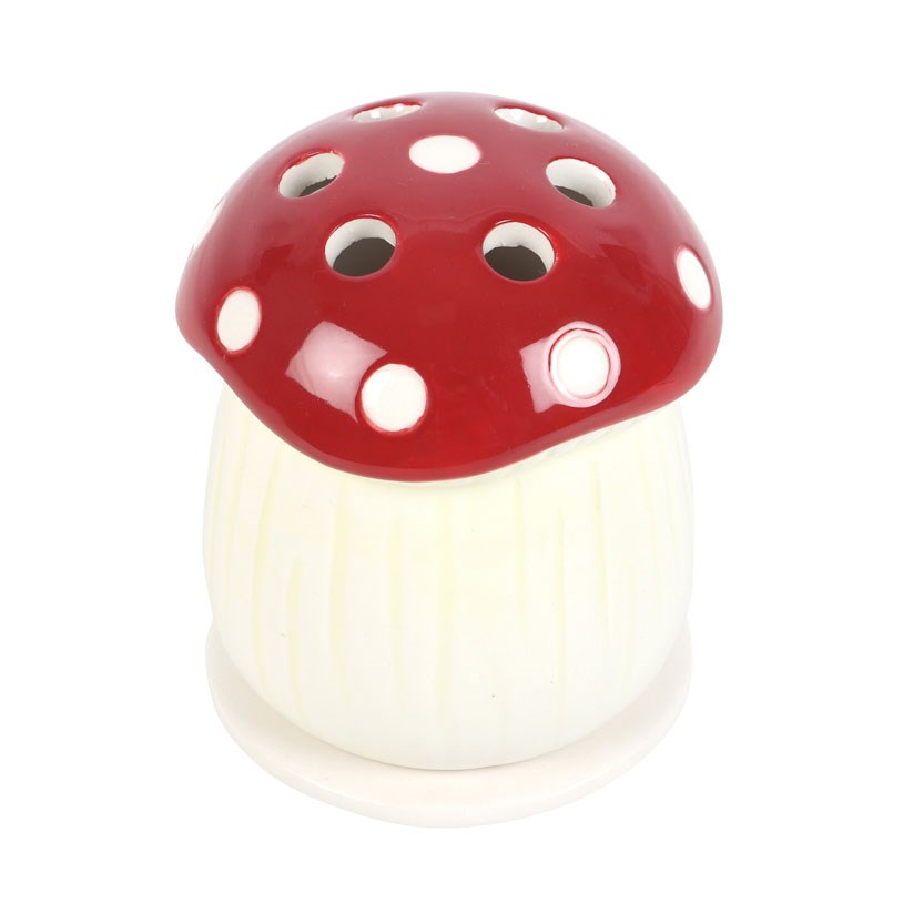 Whimsical Red Mushroom Ceramic Incense Cone Holder1
