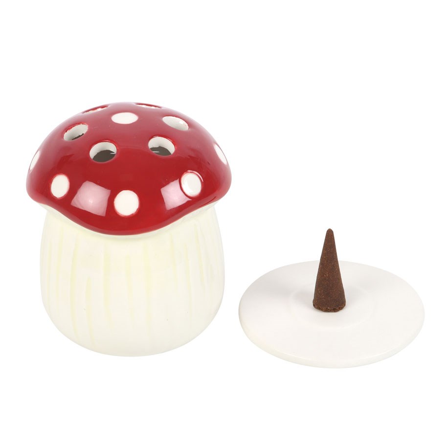 Whimsical Red Mushroom Ceramic Incense Cone Holder2