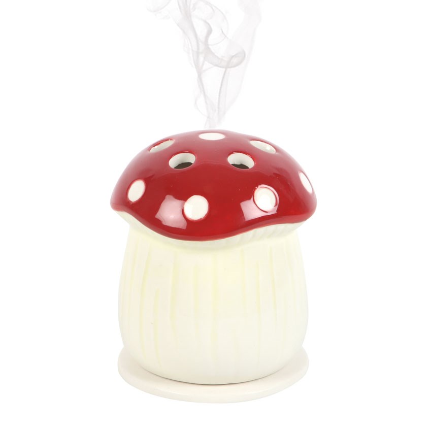 Whimsical Red Mushroom Ceramic Incense Cone Holder3