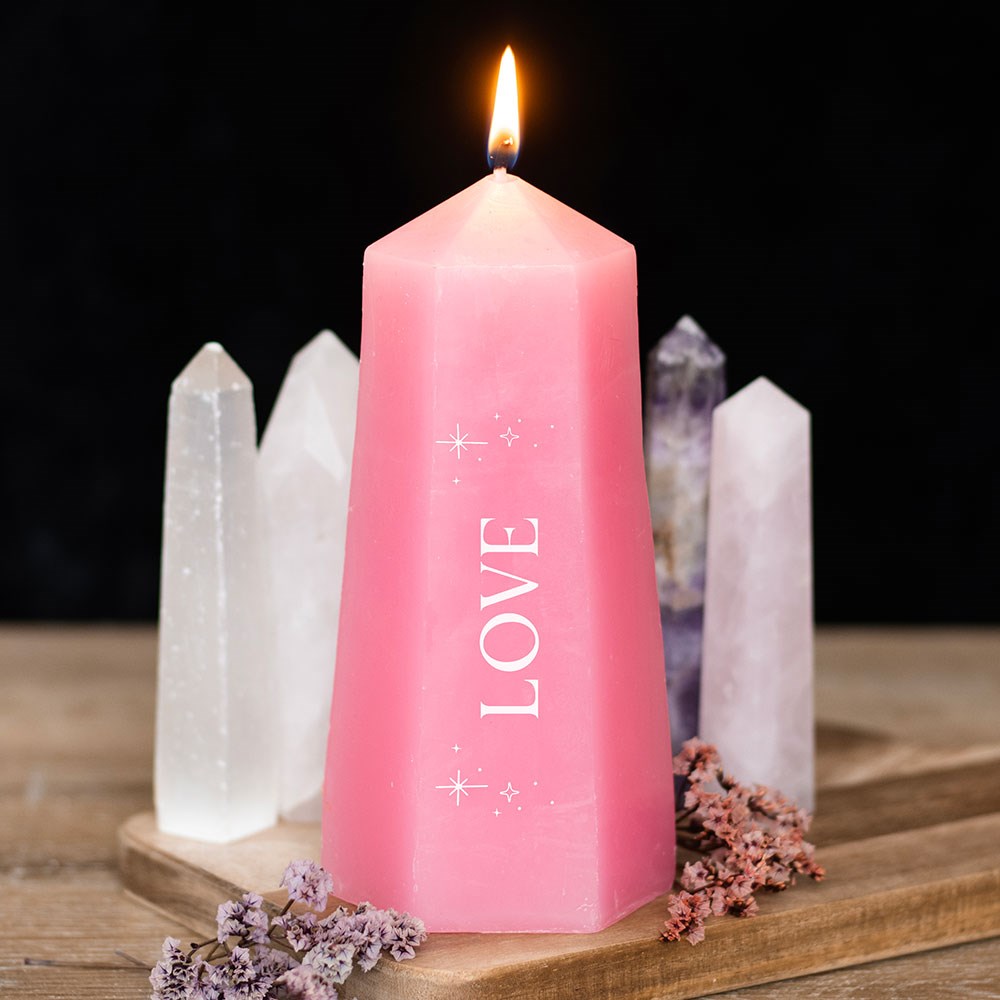 Love Crystal Candle with Rough Rose Quartz1