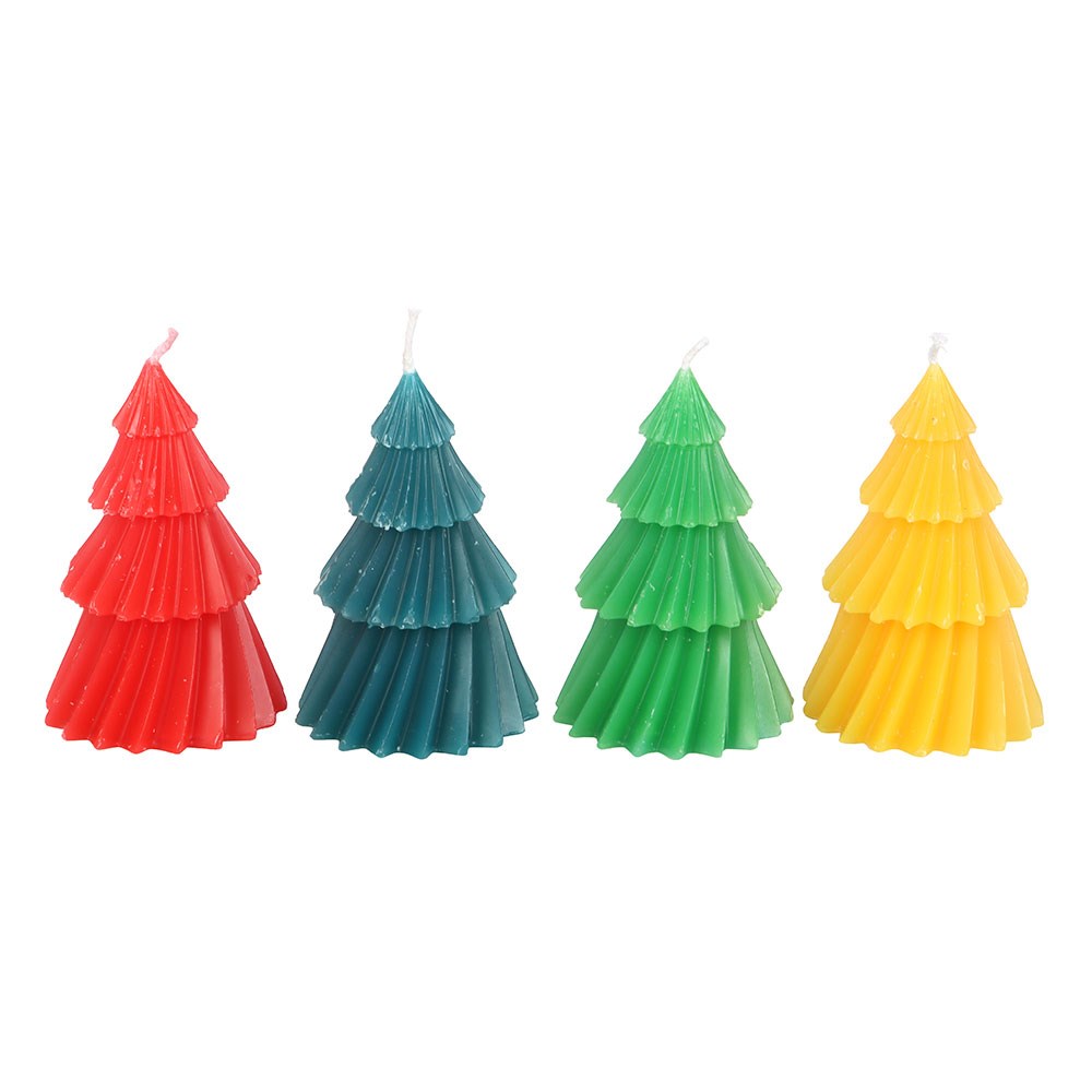 Set of 4 Colourful Christmas Tree Candles1