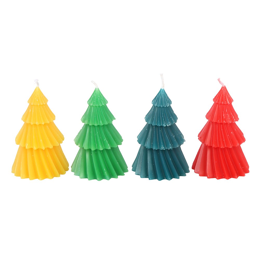 Set of 4 Colourful Christmas Tree Candles2
