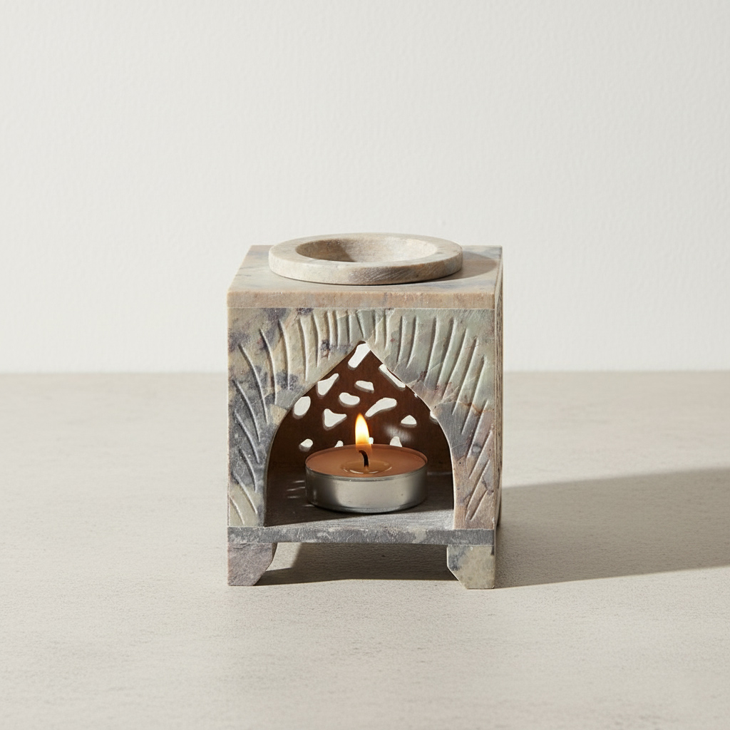 Moroccan Arch Cutout Soapstone Oil Burner2