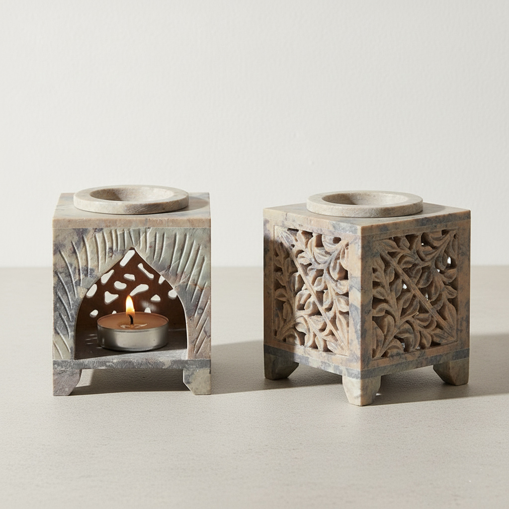 Moroccan Arch Cutout Soapstone Oil Burner3