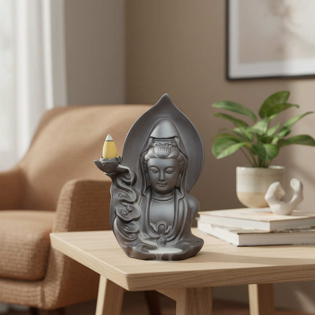 Serene Buddha Backflow Incense Burner1