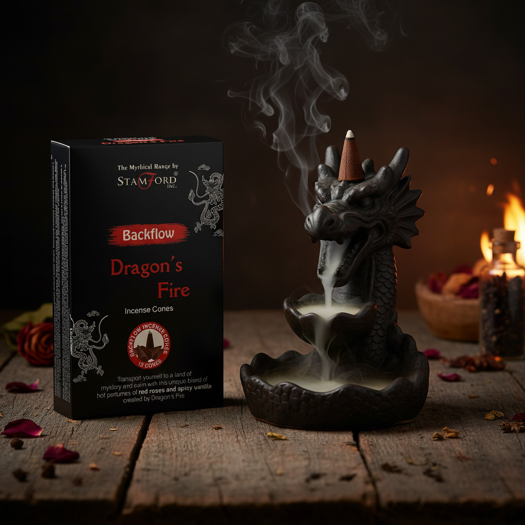 Stamford Mythical Backflow Incense Cones - Dragon's Fire (Pack of 12)
