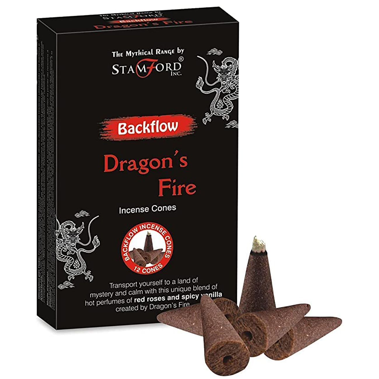 Stamford Mythical Backflow Incense Cones - Dragon's Fire (Pack of 12)1