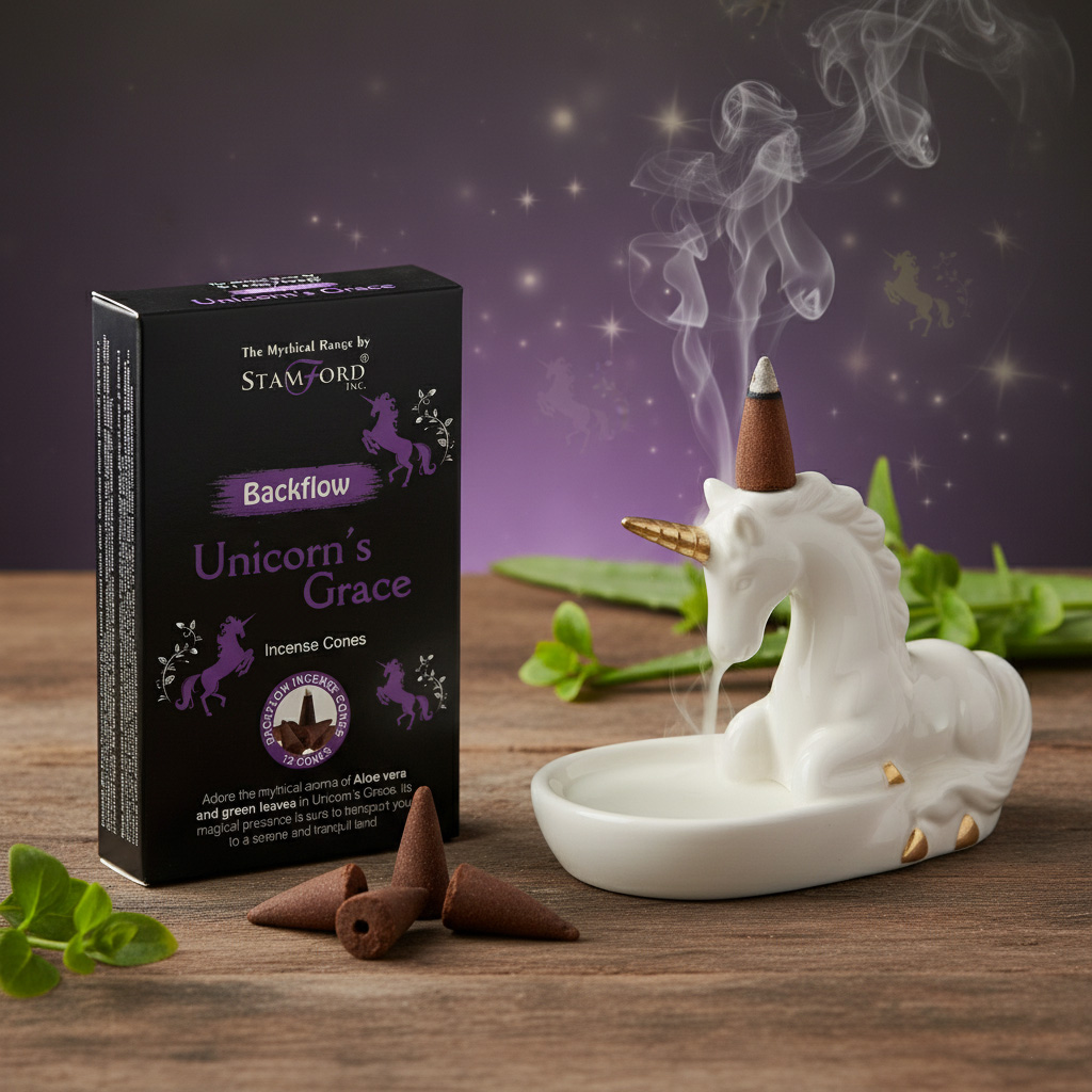 Stamford Mythical Backflow Incense Cones - Unicorn's Grace (Pack of 12)