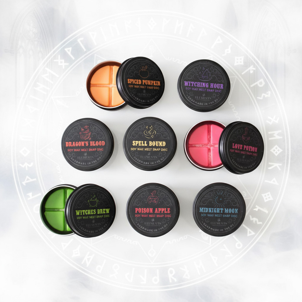 Set of 8 Gothic Wax Melt Snap Discs – Handmade Vegan Melts