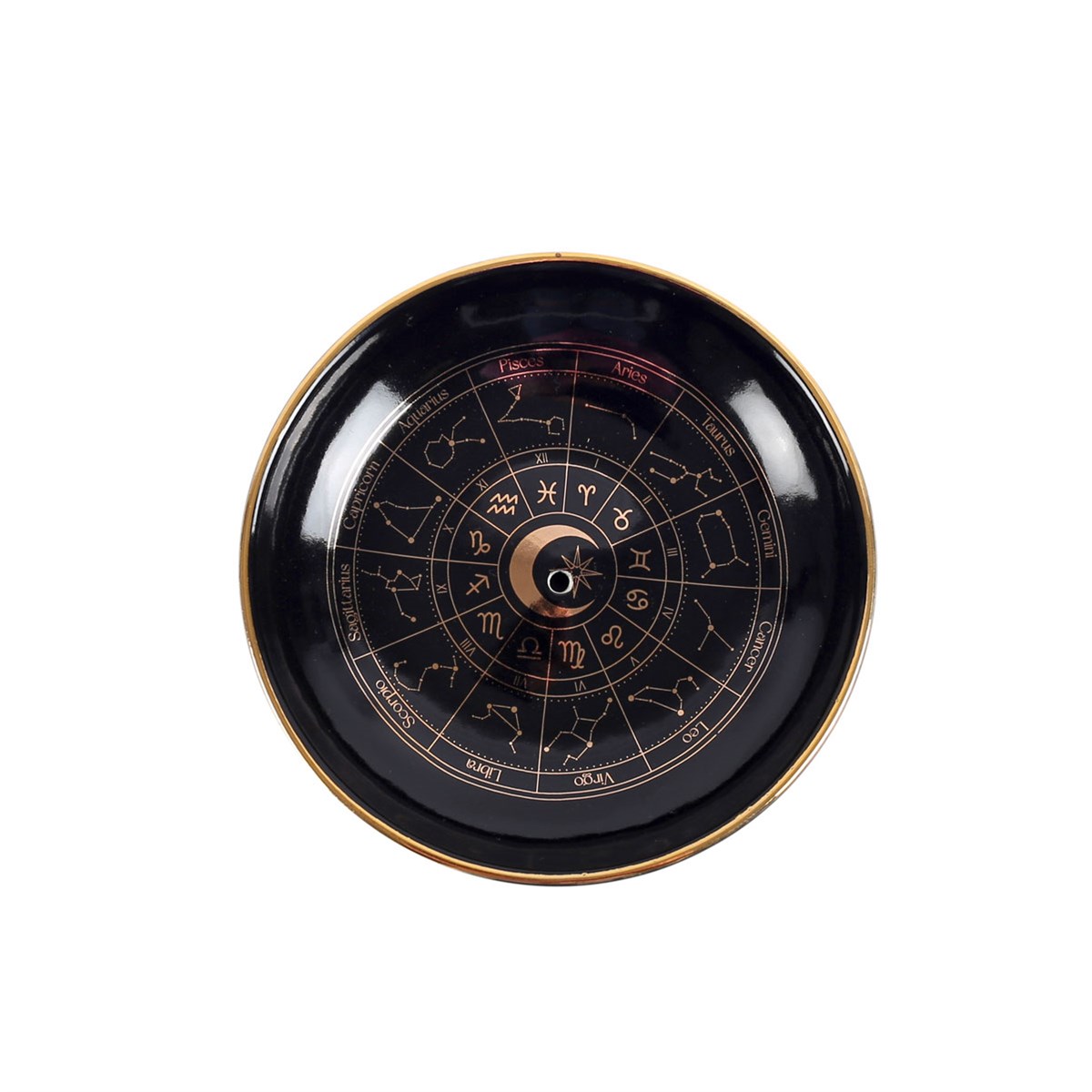 Black & Gold Astrology Wheel Incense Holder2