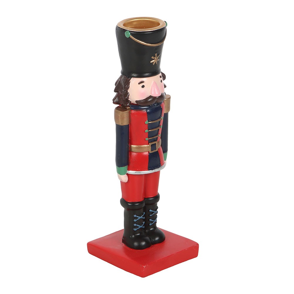 Nutcracker Soldier Candle Holder with Striped Taper Candle2