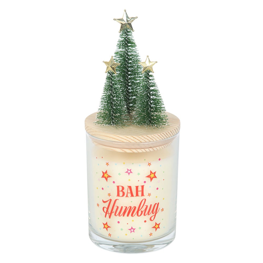 Bah Humbug Orange & Clove Glass Candle with Decorative Tree Lid1
