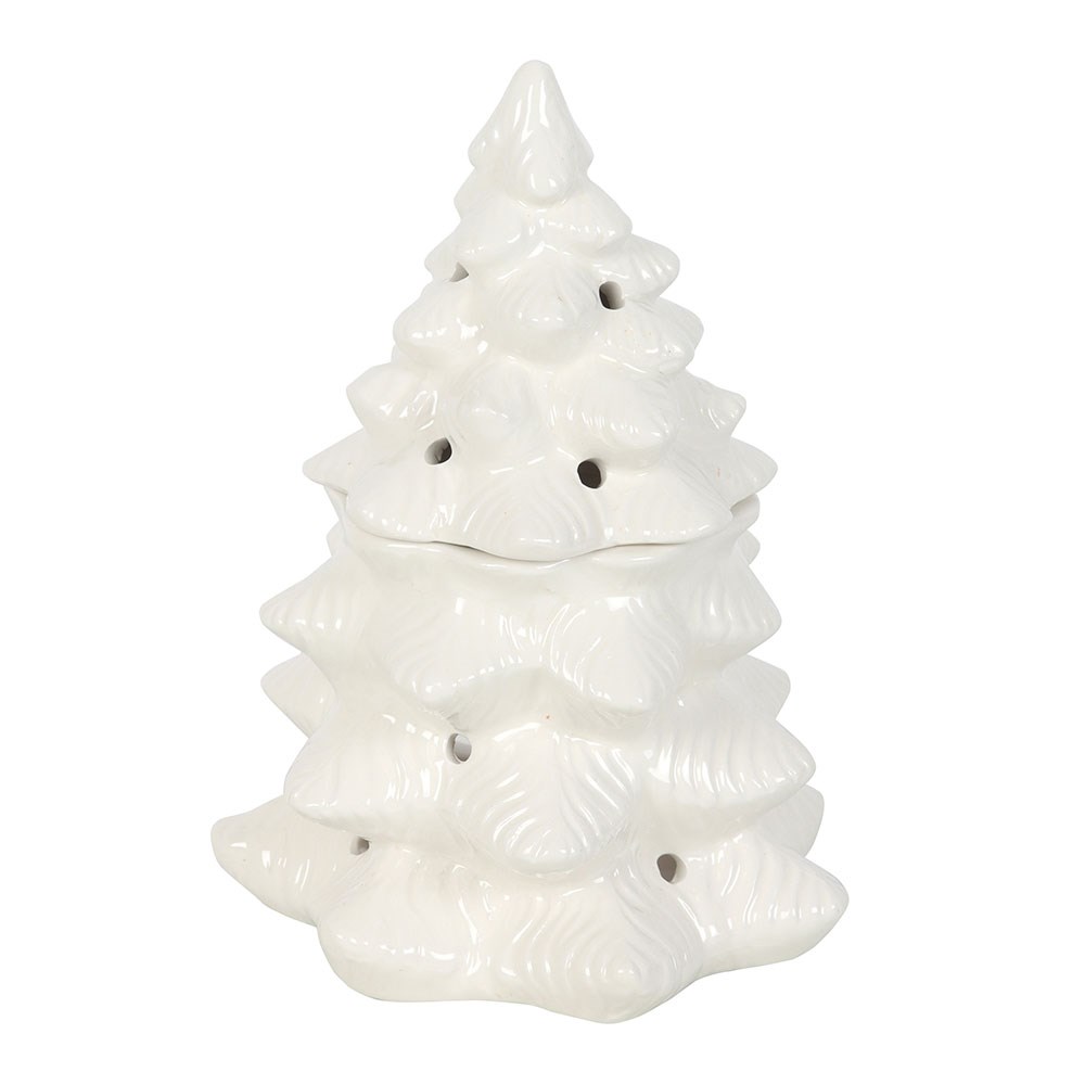 White Fir Tree Ceramic Oil Burner and Wax Warmer1