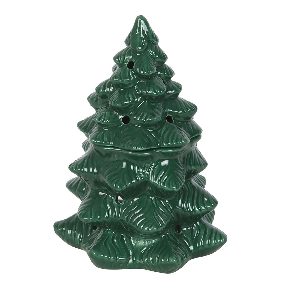 Green Fir Tree Ceramic Oil Burner and Wax Warmer1