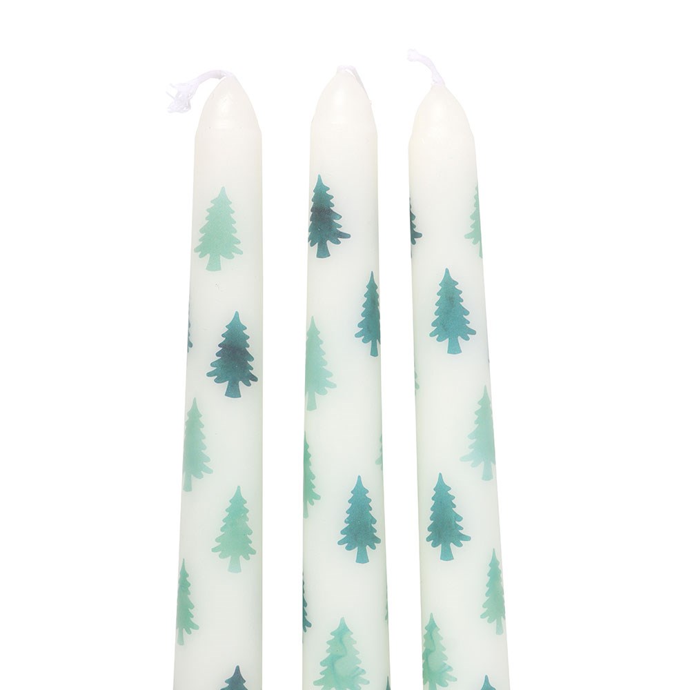Set of 3 White Fir Tree Taper Candles2