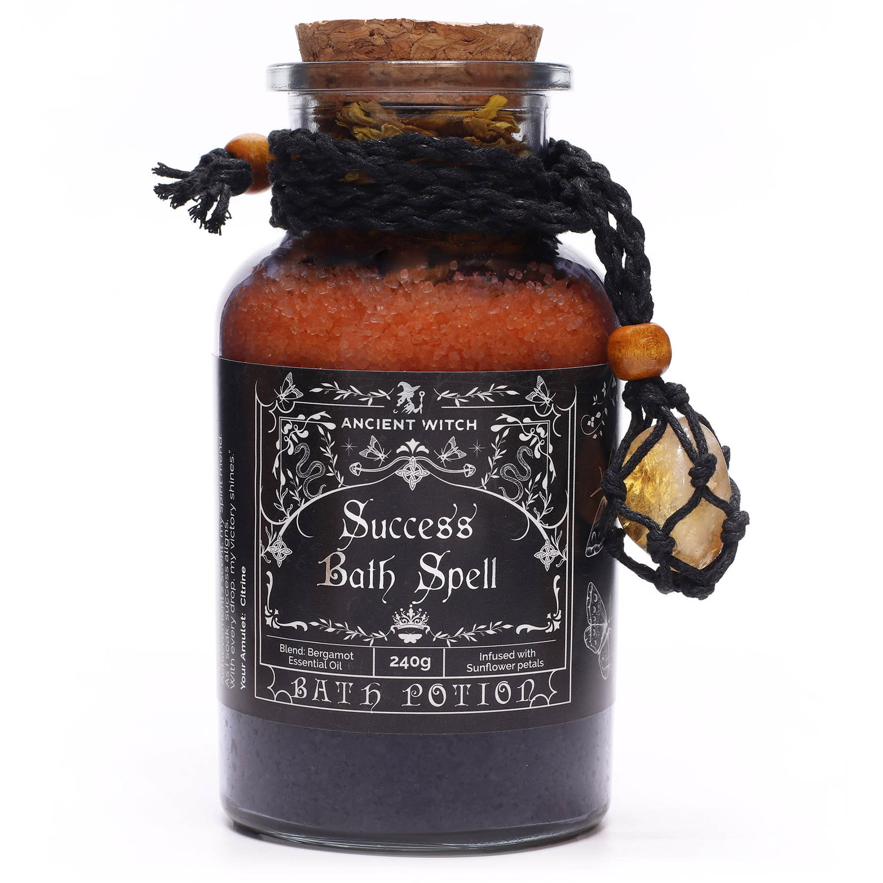 Ancient Witch Success Bath Spell Potion – With Citrine Amulet