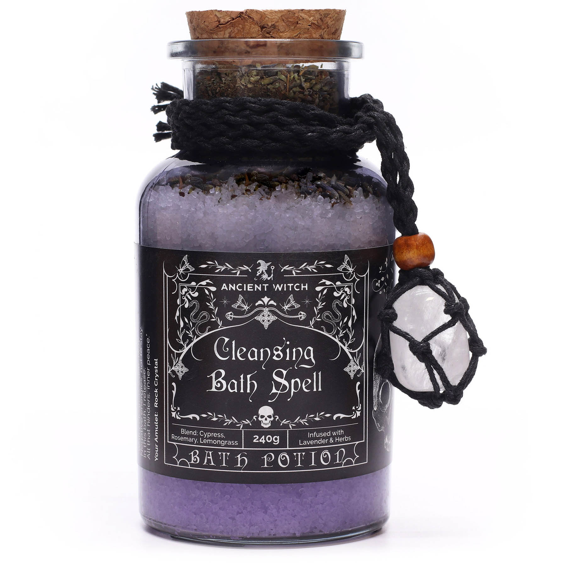 Ancient Witch Cleansing Bath Spell Potion – With Real Rock Crystal