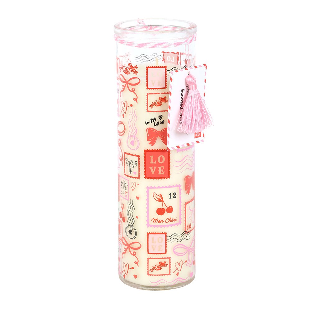 Vintage Romance Stamp Rose Tube Candle