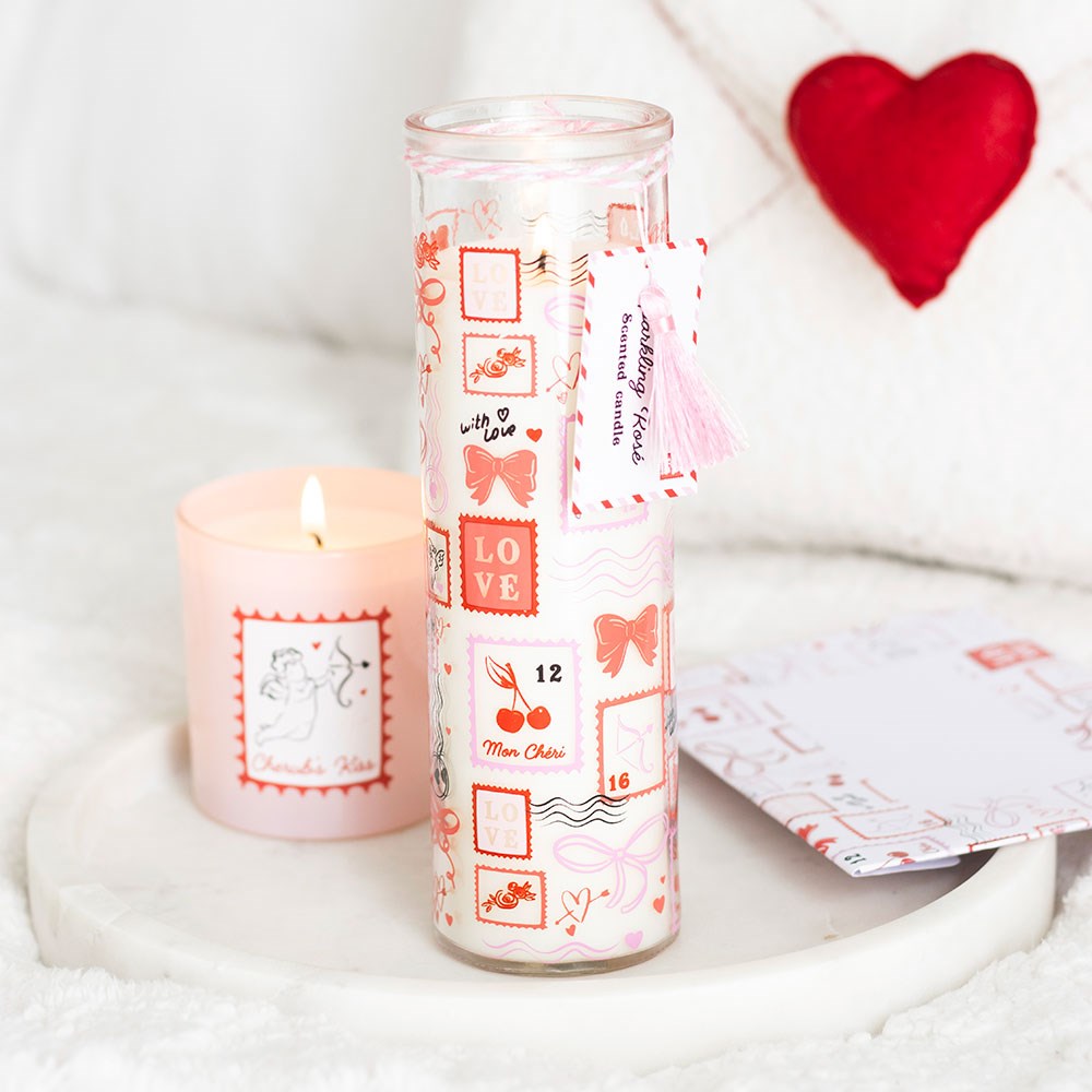Vintage Romance Stamp Rose Tube Candle3