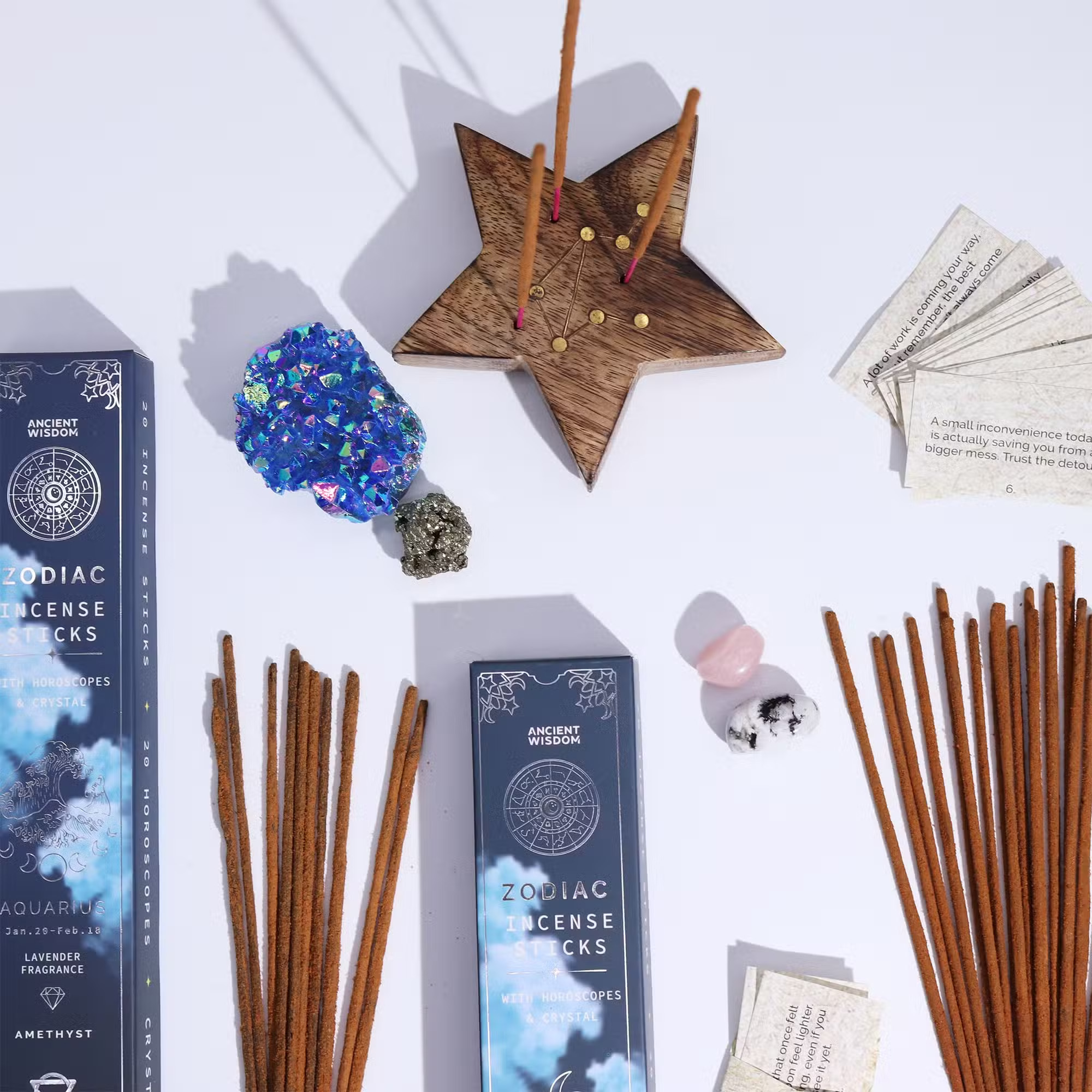 Lavender Zodiac Gemstone Crystal Incense - Aquarius2