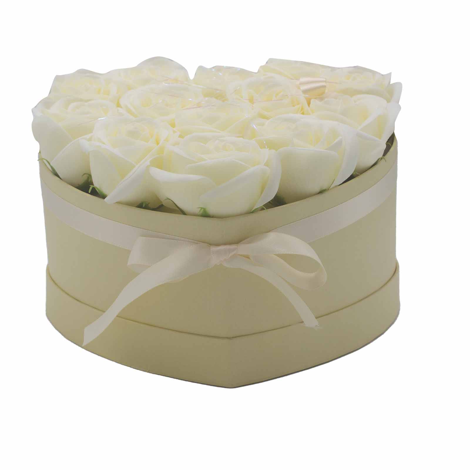 Luxury Soap Flower Heart Gift Box - 13 Cream Roses4
