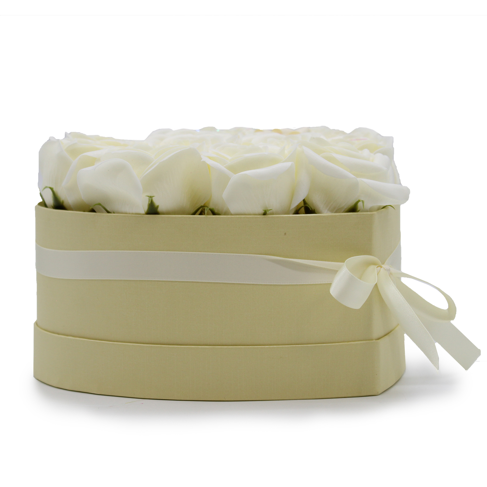 Luxury Soap Flower Heart Gift Box - 13 Cream Roses5
